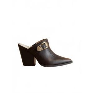 NEW OASIS SOCIETY women's dixie western inspired mules in coffee